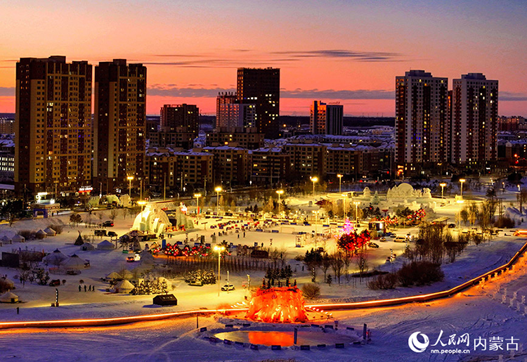 2024年12月20日拍攝的呼倫貝爾市城市越野滑雪公園景色（無人機照片）。王正攝