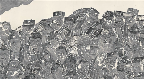 圖:周京新作品《戰(zhàn)洪圖》(局部)