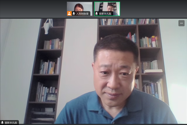 里斯本大學(xué)孔子學(xué)院中方院長王錦程。 采訪截圖