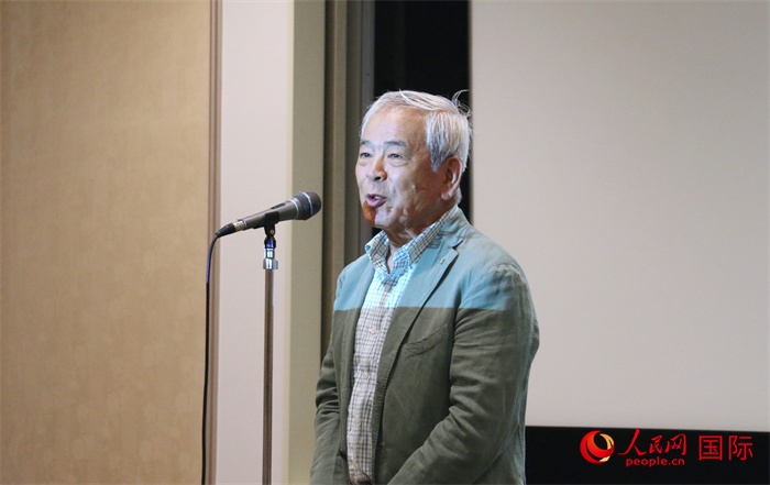 展覽名譽(yù)顧問、日本前文化廳長官青柳正規(guī)致辭。（人民網(wǎng) 許可攝）