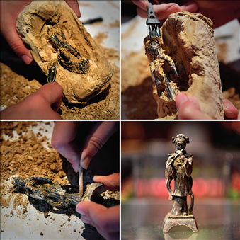 河南博物院推出的“考古盲盒”的“挖寶”過程(2022年5月17日攝) 李安攝/本刊