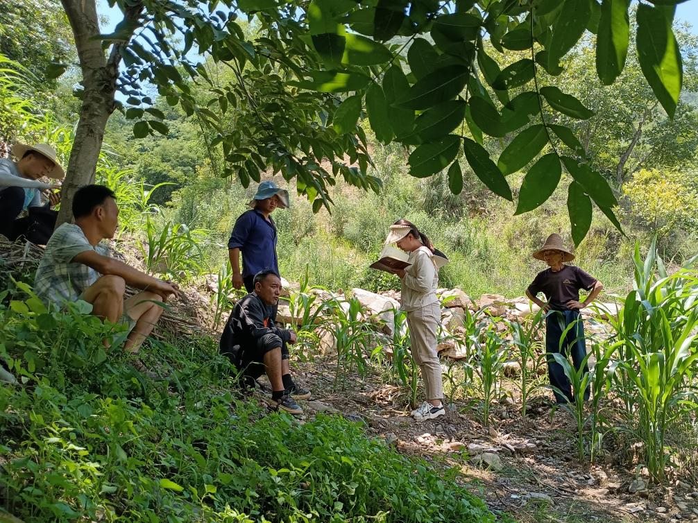 2023年7月18日，兩家村民發(fā)生土地方面的糾紛，李江女（右二）在記錄情況。受訪者供圖