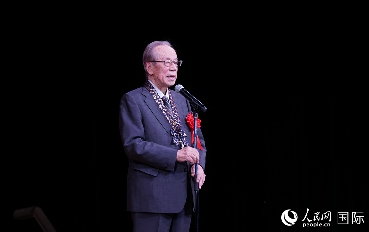 日本前首相福田康夫發(fā)表致辭。人民網(wǎng) 蔣曉辰攝