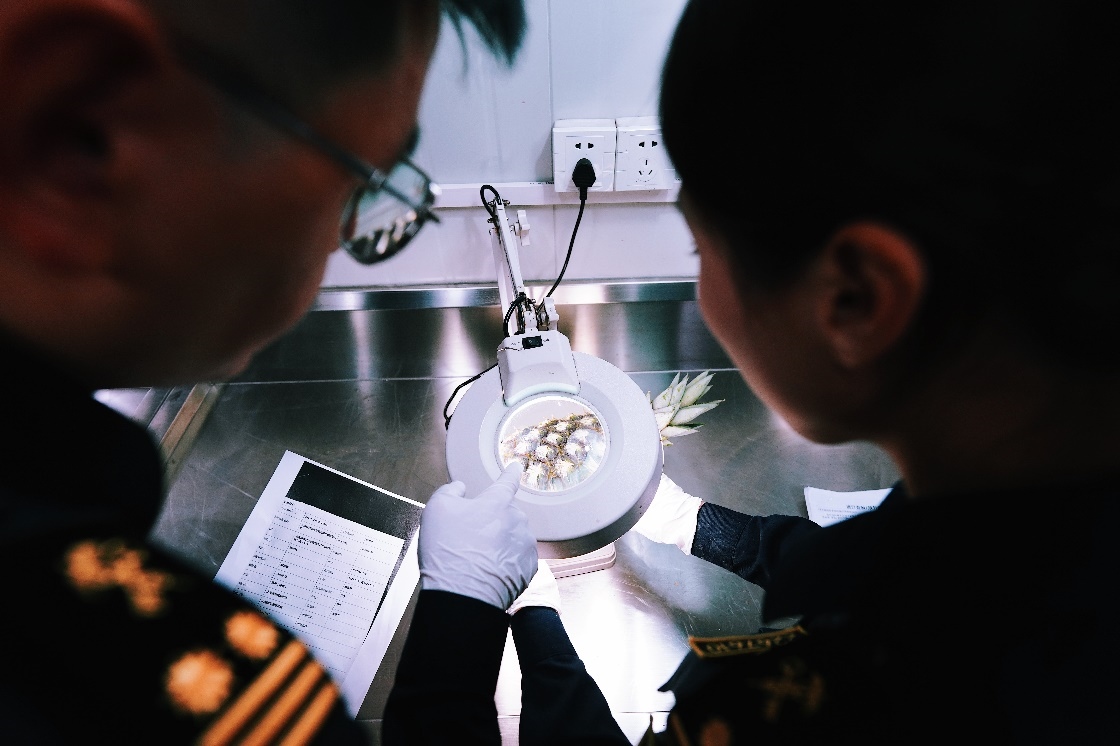 上海海關關員針對檢疫性有害生物和農藥殘留進行檢疫檢驗。陳興洲攝