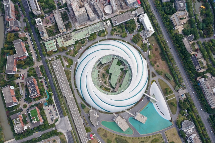 位于上海張江科學城的國家大科學裝置上海光源（2020年10月26日攝，無人機照片）。