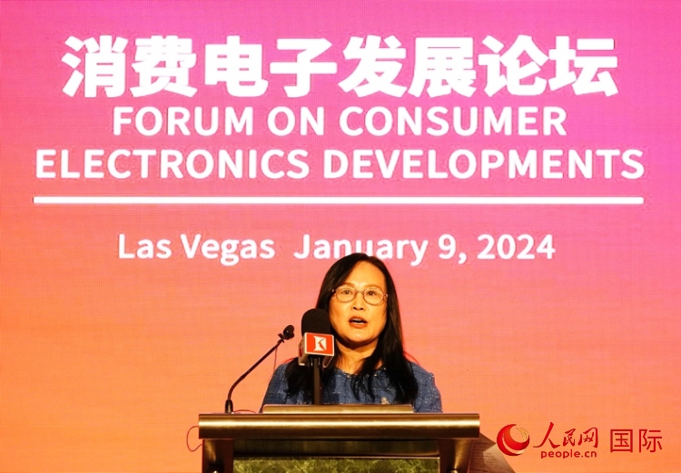 中國機電產(chǎn)品進出口商會副會長劉春致辭。人民網(wǎng)記者 鄧圩攝