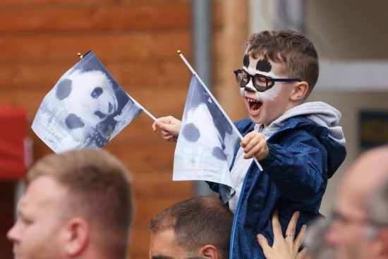  2023年7月26日，在法國圣艾尼昂市博瓦勒野生動物園外，一名兒童等待送別熊貓“圓夢”。新華社記者 高靜 攝