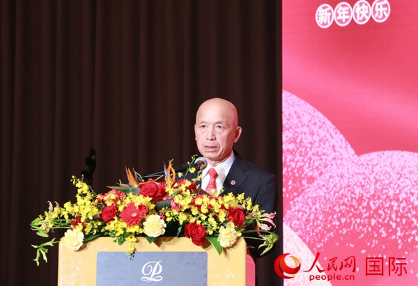 全華聯(lián)理事長(zhǎng)賀乃和致辭。人民網(wǎng) 許可攝