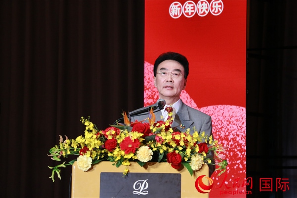 在日中國(guó)企業(yè)協(xié)會(huì)會(huì)長(zhǎng)王家馴致辭。人民網(wǎng) 許可攝