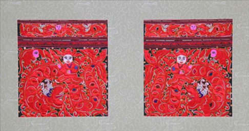 貴州臺江縣施洞苗族破線繡龍船節(jié)圖繡片