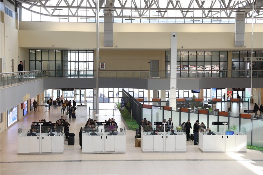 3月24日，扎門烏德口岸通關(guān)現(xiàn)場。駐蒙古使館供圖