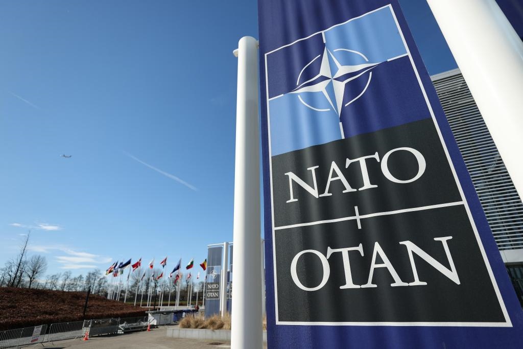 這是3月14日在比利時(shí)布魯塞爾拍攝的北約總部一角。新華社記者趙丁喆攝