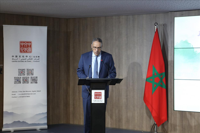 摩洛哥青年、文化和新聞部秘書長邁斯歐迪致辭，摩洛哥中國文化中心供圖