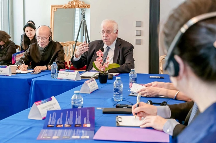 法蘭西科學院副院長、巴黎地理學會主席讓-羅伯特·馬里·皮特先生發(fā)言（圖片：中國傳媒大學