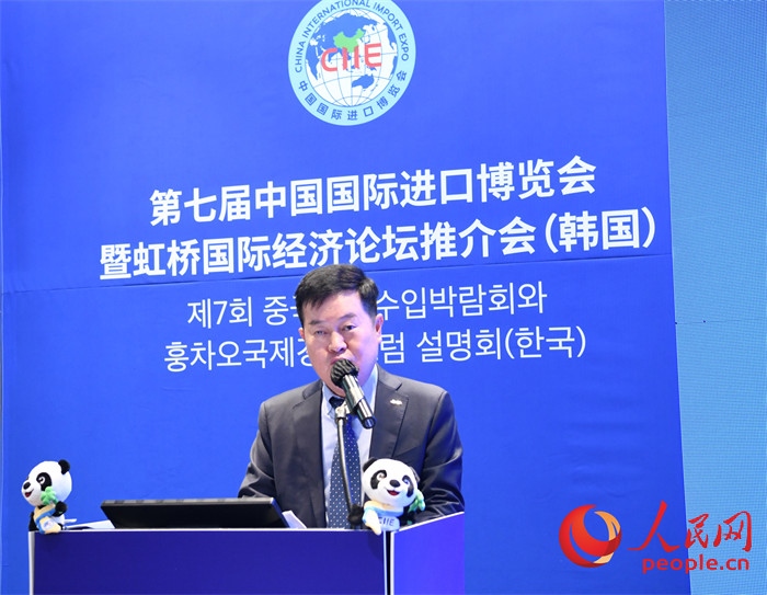 韓國貿(mào)易協(xié)會專務理事金高鉉發(fā)言。 人民網(wǎng) 程安康攝