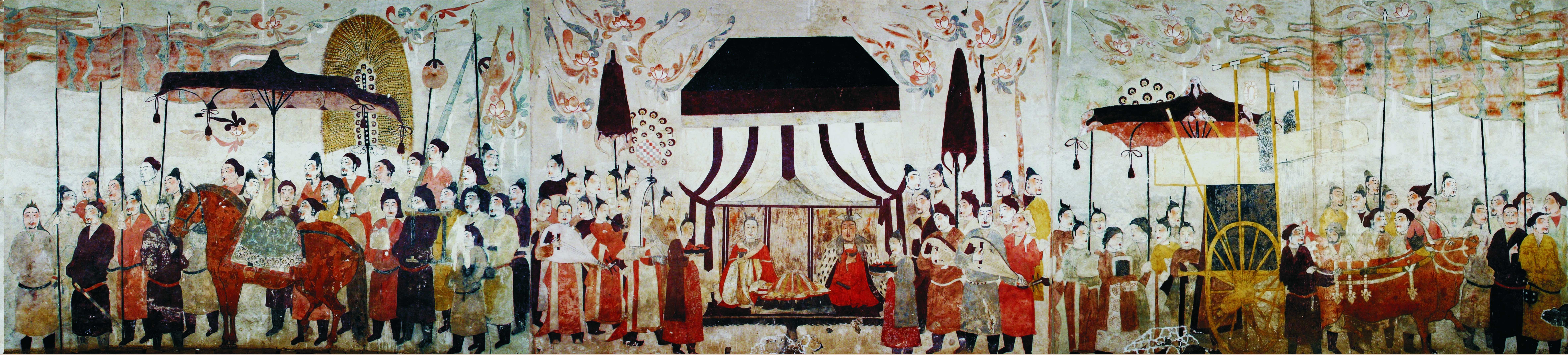 這是徐顯秀墓室壁畫展開圖。太原北齊壁畫博物館供圖