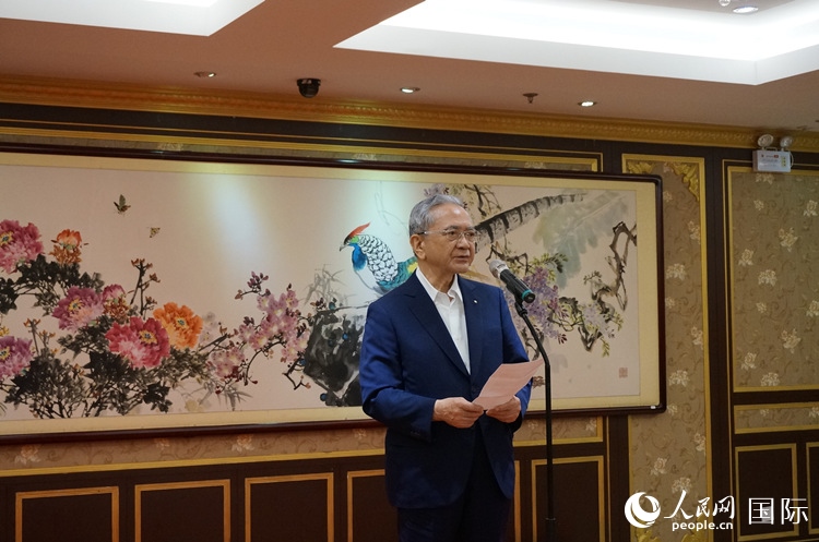 創(chuàng)價(jià)學(xué)會(huì)會(huì)長(zhǎng)原田稔致辭。