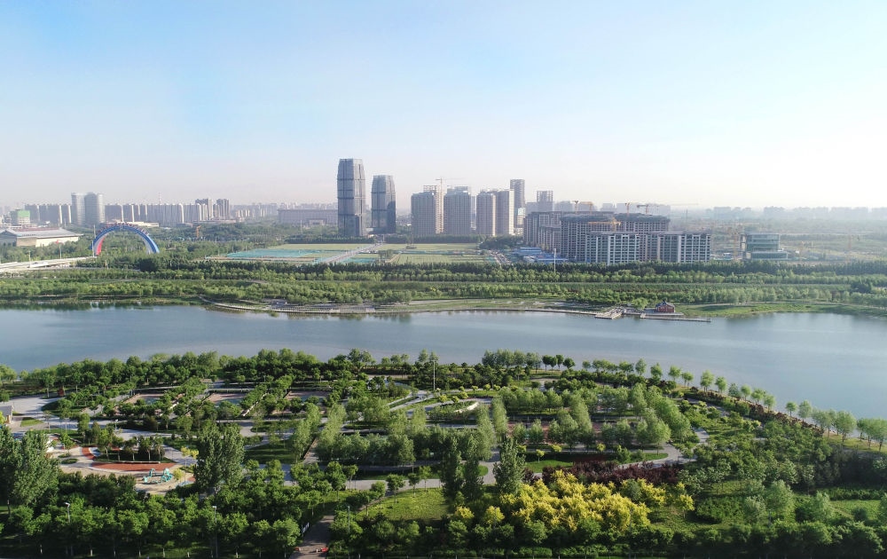 石家莊市滹沱河景色（2022年5月16日攝，無人機照片）。新華社記者 楊世堯 攝