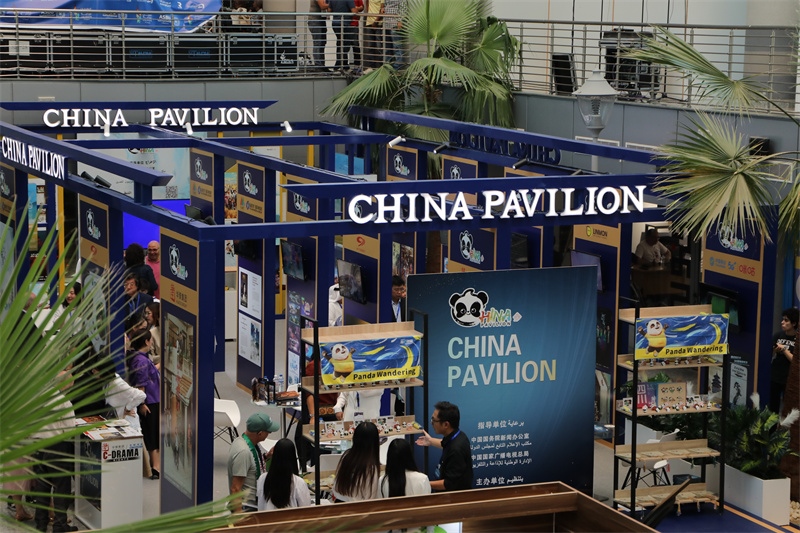 中國(guó)聯(lián)合展臺(tái)亮相阿拉伯廣播電視節(jié)。主辦方供圖