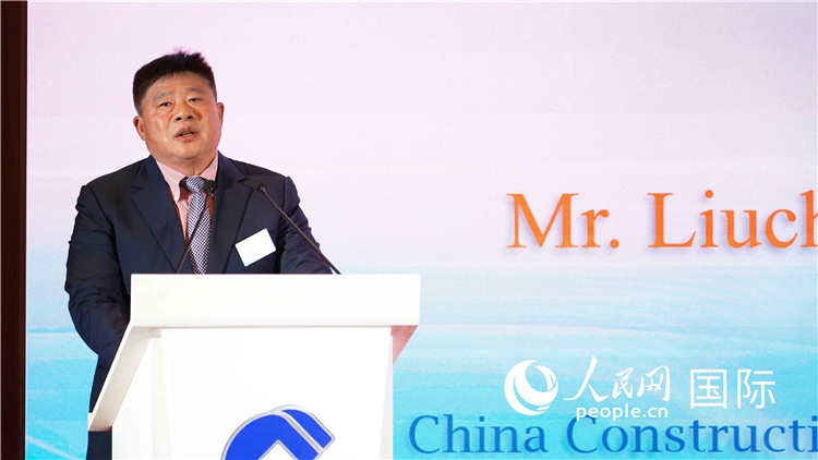 中國建設(shè)銀行國際部副總經(jīng)理岳留昌發(fā)言。 人民網(wǎng) 張茜 攝