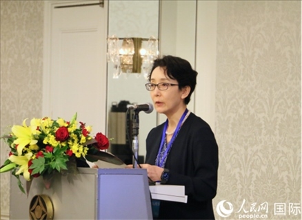 日本貿(mào)易振興機構(gòu)（JETRO）企劃部海外地區(qū)戰(zhàn)略主管日向裕彌致辭。人民網(wǎng) 許可攝