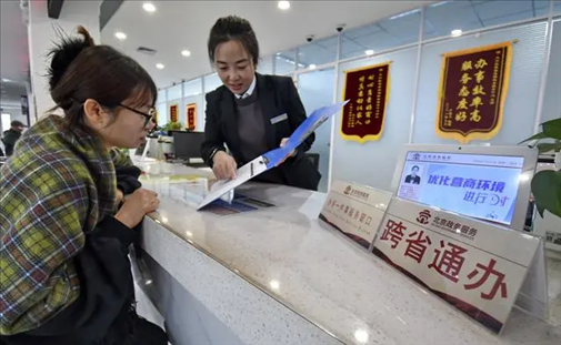 2024年3月25日，北京大興區(qū)，工作人員為群眾辦理跨省政務(wù)事宜。