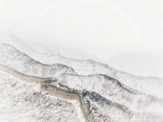 朱銳拍攝的長城雪景。（受訪者供圖）