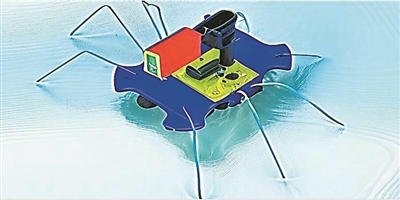 一種能夠在水面上滑行的自供電“蟲子”機(jī)器人。圖片來源:紐約州立大學(xué)賓漢姆頓分校