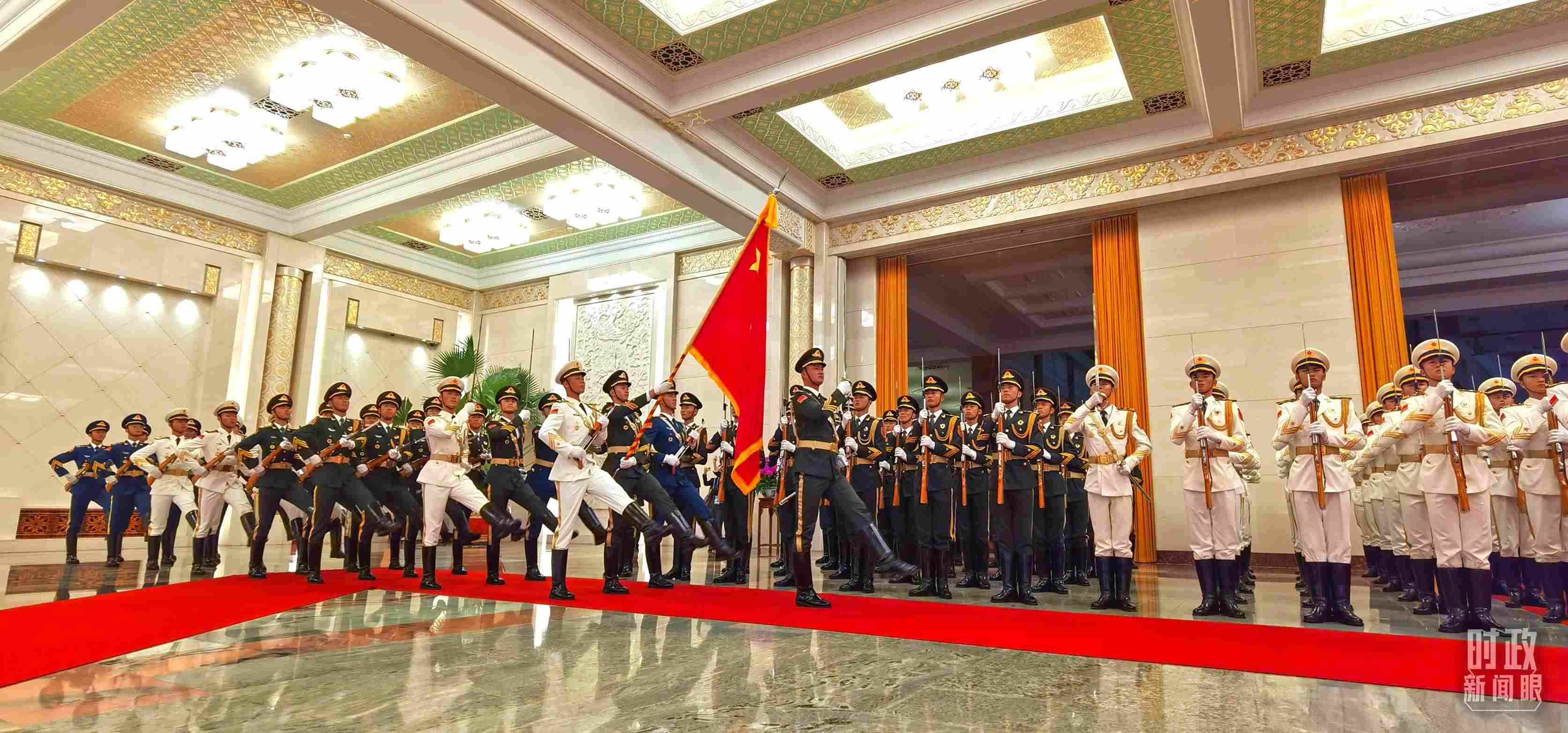 歡迎儀式上的儀仗隊。（總臺央視記者郭鴻拍攝）