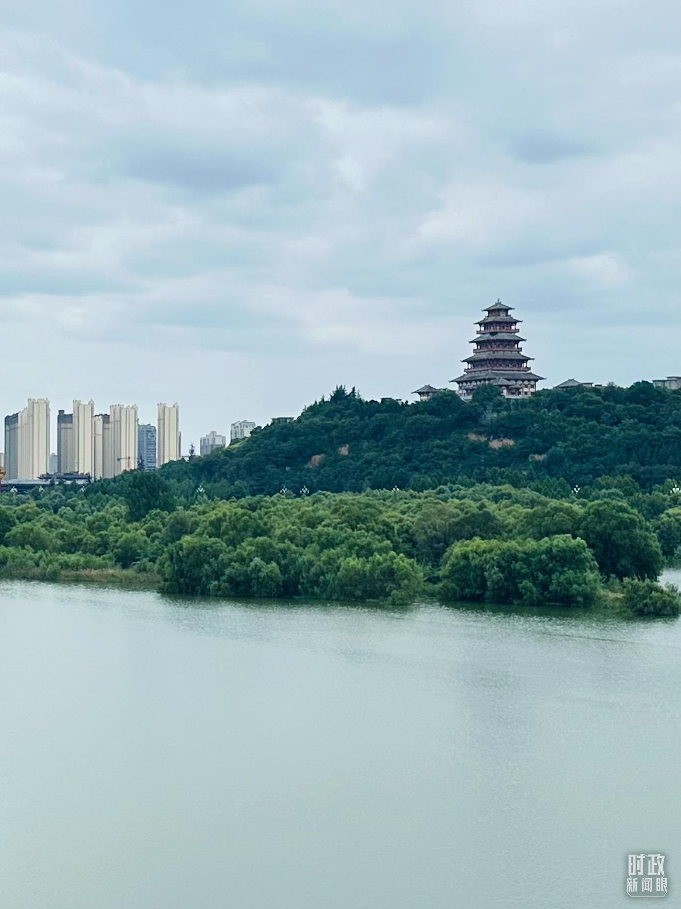 △渭河寶雞段長224公里，目前建成17處渭河灘區(qū)生態(tài)涵養(yǎng)區(qū)。（總臺央視記者范一鳴拍攝）