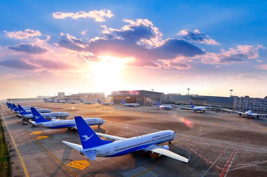 這是如今廈門航空的機(jī)隊(duì)照片。（廈門航空有限公司供圖）