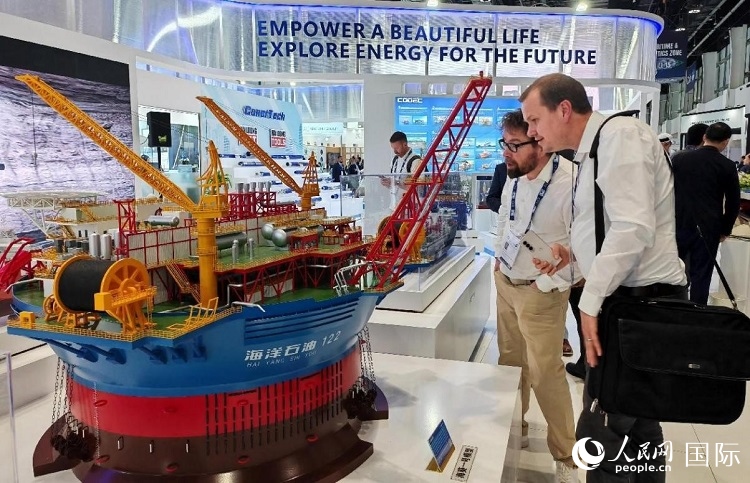 觀眾在中企展臺參觀。人民網(wǎng)記者管克江攝