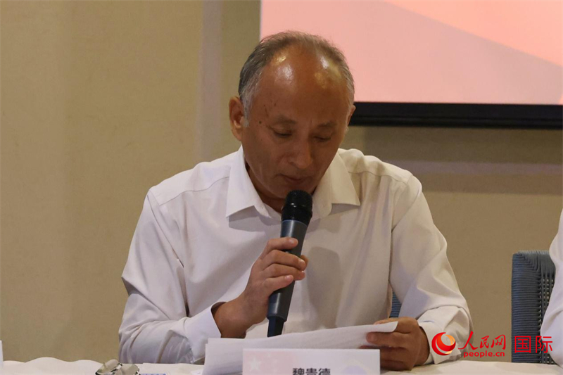 巴西中國(guó)安徽商會(huì)會(huì)長(zhǎng)魏貴德在座談會(huì)上致辭。人民網(wǎng)記者 陳海琪攝