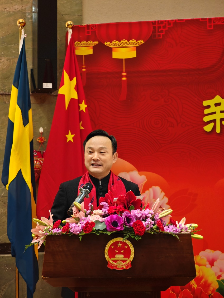 中國駐哥德堡總領(lǐng)事楊培棟致辭。中國駐哥德堡總領(lǐng)館供圖