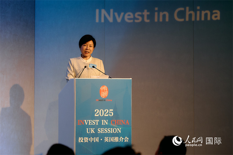 湖南省商務廳廳長龍小紅做商務工作情況推介。楊浩鵬攝。