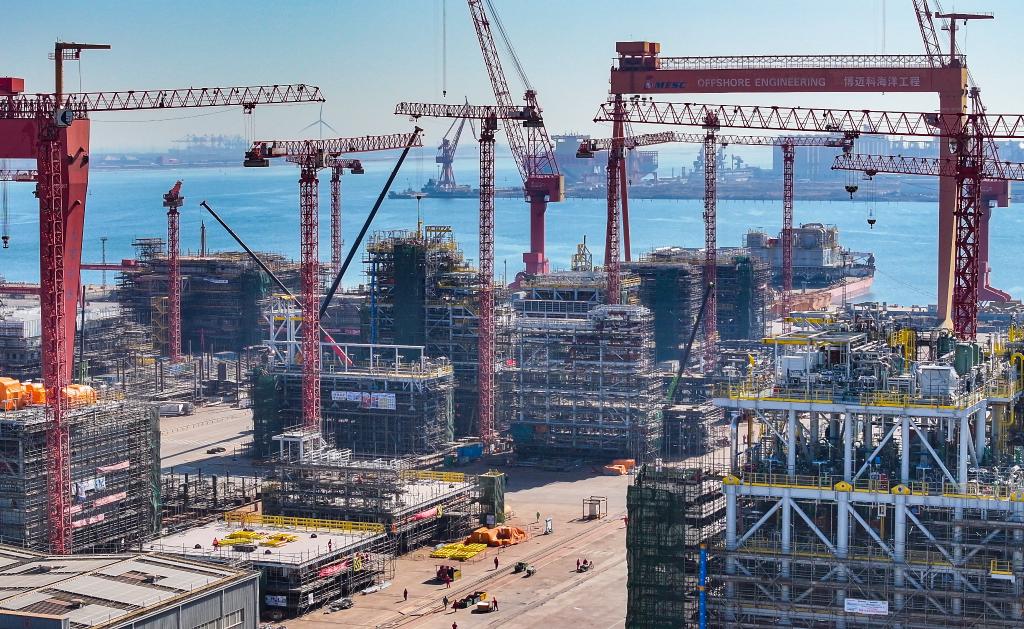 這是3月21日拍攝的天津博邁科海洋工程股份有限公司廠區(qū)一景（無(wú)人機(jī)照片）。新華社記者 趙子碩 攝